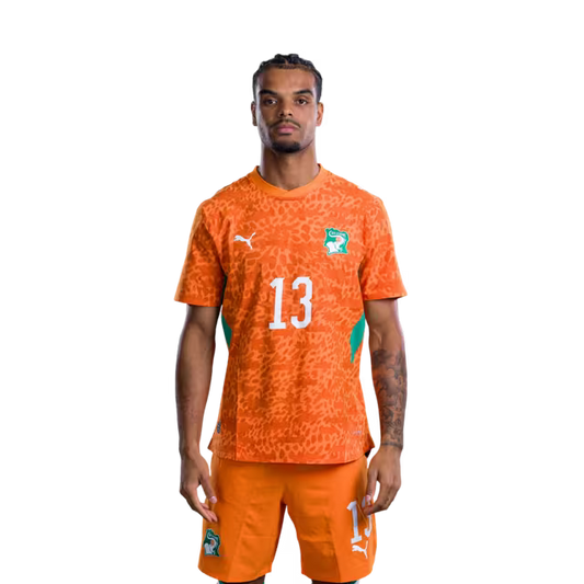 Côte d'Ivoire National Team 2026 World Cup Jersey (Player Version/Match Issue) — Defenders: No. 7 Odilon Kossounou, No. 3 Christopher Operi, No. 17 Guela Doué/ Défenseurs : n° 7 Odilon Kossounou, n° 3 Christopher Operari, n° 17 Guela Doue