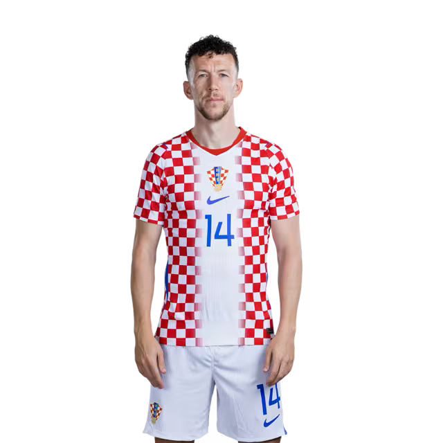 Dres hrvatske nogometne reprezentacije za Svjetsko prvenstvo 2026. (verzija za igrača/verzija za utakmicu) — Napadači: Br. 9 Andrej KRAMARIĆ, Br. 11 Ante BUDIMIR, Br. 14 Ivan PERIŠIĆ