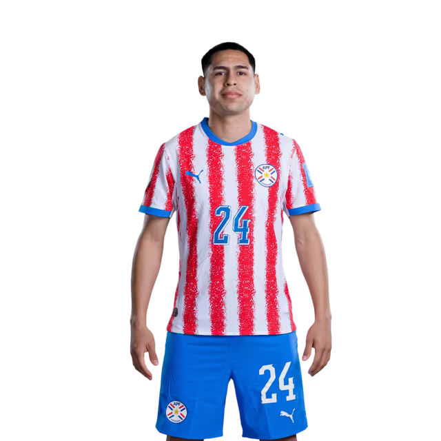 Selección Nacional de Fútbol Paraguay 2026 FIFA Mundial Jersey (Versión Jugador ha Versión Partido) - Mediocampista: No 20 Braian OJEDA, No 23 Matias GALARZA,No. 24 Gustavo CABALLERO rehegua