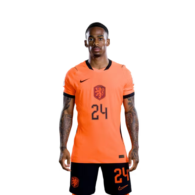 Nederlands elftal WK-shirt 2026 (spelersversie/wedstrijdversie) — Aanvallers: nr. 17 Noa Lang, nr. 18 Donyell Malen, nr. 19 Brian Brobbey, nr. 24 Crysencio Summerville