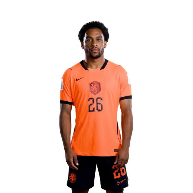 Nederlands elftal WK-shirt 2026 (spelersversie/wedstrijdversie) — Middenvelders: nr. 21 Frenkie de Jong, nr. 26 Quinten Timber
