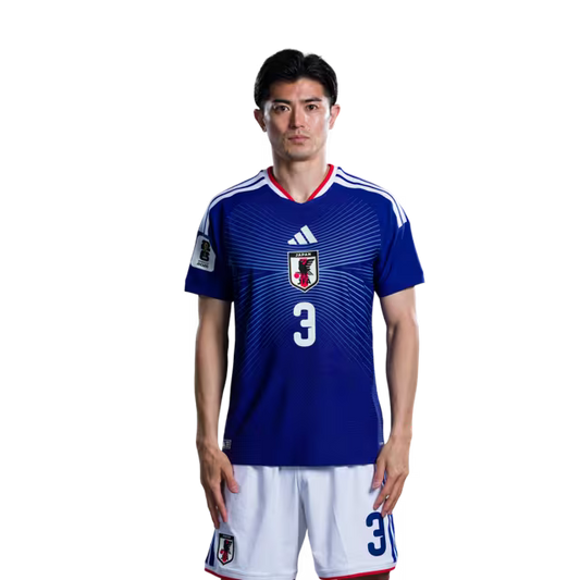Japan National Football Team 2026 World Cup Jersey (Player/Match Version) — Defenders: No. 2 Yukinari Sugawara, No. 3 Shogo Taniguchi, No. 4 Ko Itakura/2026年ワールドカップ日本代表 ユニフォーム(選手バージョン/試合バージョン) DF:No.2 菅原幸成選手、No.3 谷口彰悟選手、No.4 板倉洸選手