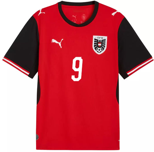 2026 World Cup Sabitzer Austria Soccer Jersey Player Version Match Version - No.9 Home Red and Away White