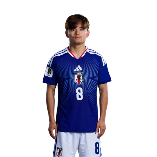 Japan National Football Team 2026 World Cup Jersey (Player Version/Match Kit) — Midfielders (MF): No. 7 Ao Tanaka, No. 8 Takefusa Kubo, No. 10 Ritsu Doan/サッカー日本代表 2026年ワールドカップ用ユニフォーム(選手仕様/マッチモデル) — MF:No.7 田中 碧、No.8 久保 建英、No.10 堂安 律