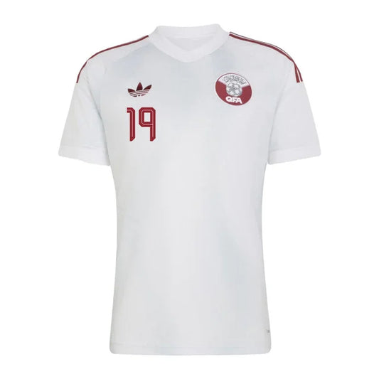 2026 World Cup Ali Qatar Soccer Jersey Player Version Match Version - No.19 Home Red and Away White