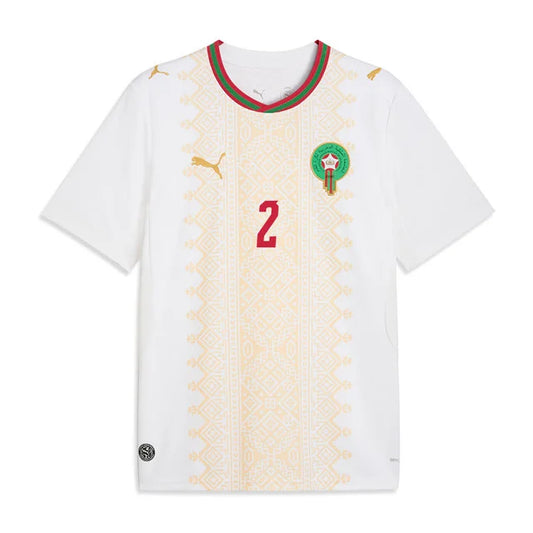 2026 World Cup Hakimi Morocco Soccer Jersey Player Version Match Version - No.2 Home Red and Away White