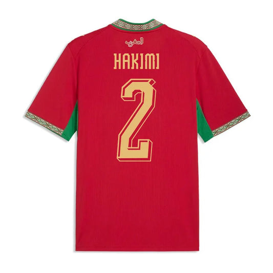 2026 World Cup Hakimi Morocco Soccer Jersey Player Version Match Version - No.2 Home Red and Away White
