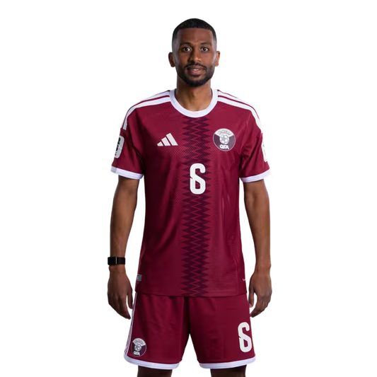 2026 World Cup Qatar Soccer Jersey Player Version Match Version - Midfielder No.6 ABDULAZIZ HATEM, No.12 KARIM BOUDIAF, No.17 AHMED ALGANEHI