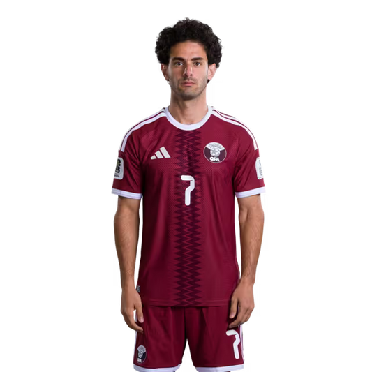 2026 World Cup Qatar Soccer Jersey Player Version Match Version - Forward No.7 AHMED ALAAELDIN, No.8 EDMILSON JUNIOR, No.9 MOHAMMED MUNTARI