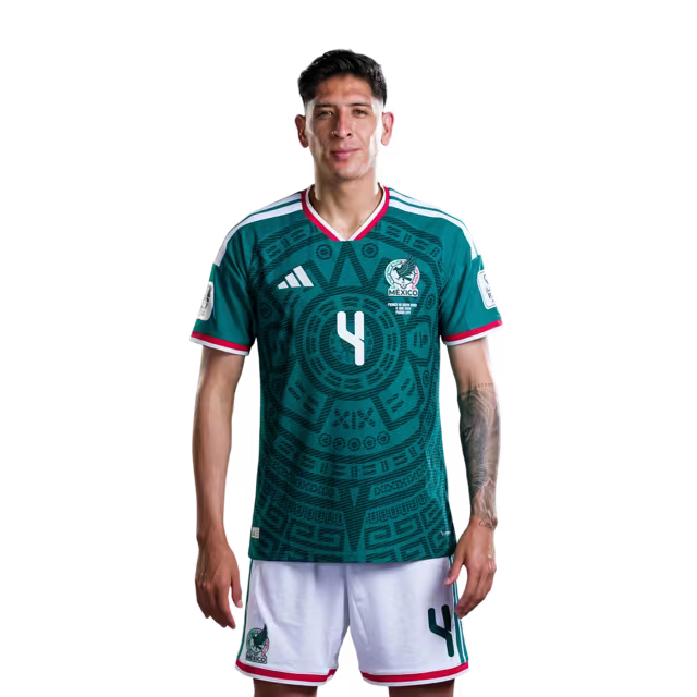 Camiseta de fútbol de México para el Mundial 2026, versión jugador, versión partido - Defensa n.° 2 Jorge SÁNCHEZ, n.° 3 César MONTES, n.° 4 Edson ÁLVAREZ