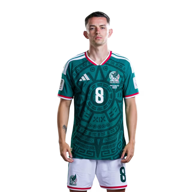 Copa Mundial 2026 México Camiseta de fútbol Versión del jugador Versión del partido - Centrocampista No.6 Erik LIRA, No.7 Luis ROMO, No.8 Alvaro FIDALGO