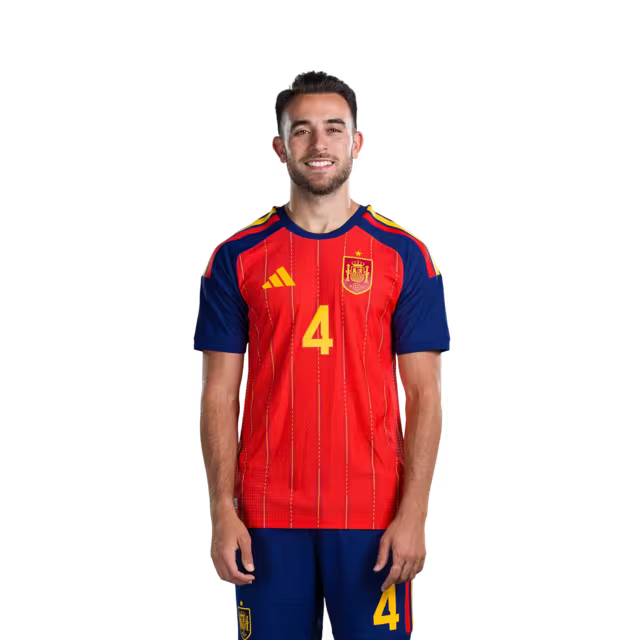 Camiseta de fútbol de España para el Mundial 2026, versión jugador, versión partido - Defensa nº 2 Marc Pubill, nº 3 Alex Grimaldo, nº 4 Eric García