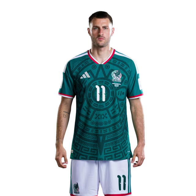 Camiseta de fútbol de México para el Mundial 2026, versión jugador, versión partido - Delanteros: N.° 9 Raúl Jiménez, N.° 10 Alexis Vega, N.° 11 Santiago Giménez
