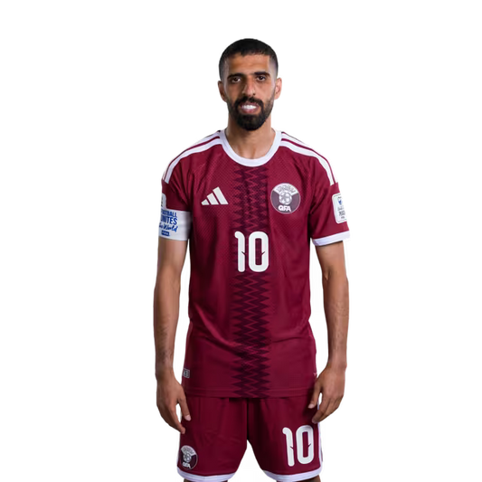 2026 World Cup Qatar Soccer Jersey Player Version Match Version - Forward No.10 HASSAN ALHAYDOS, No.11 AKRAM AFIF, No.15 YUSUF ABDURISAG