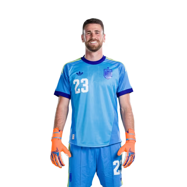 Camiseta de fútbol de España para el Mundial 2026 Versión jugador Versión partido - Portero N.° 1 David Raya, N.° 13 Joan García, N.° 23 Unai Simon