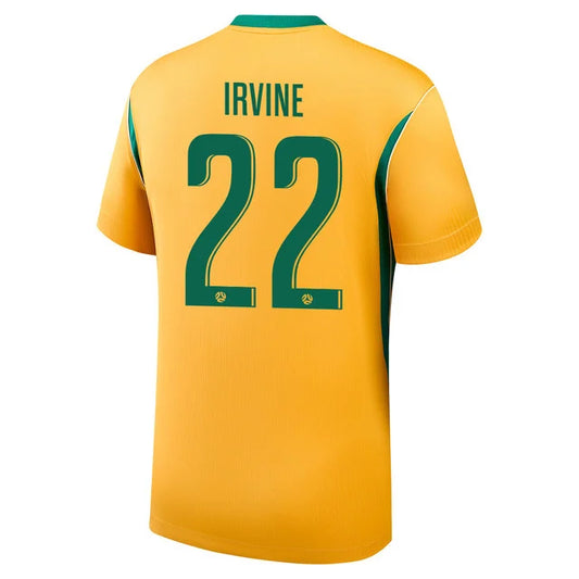2026 World Cup Jackson Irvine Australia Soccer Jersey Player Version Match Version - No.22 Home Yellow and Away Green