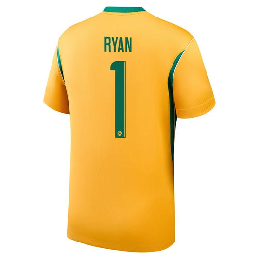 2026 World Cup Mathew Ryan Australia Soccer Jersey Player Version Match Version - No.1 Home Yellow and Away Green