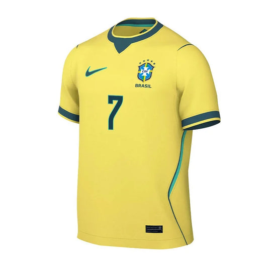 2026 World Cup Vini Jr. Brazil Soccer Jersey Player Version Match Version - No.7 Home Yellow and Away Blue