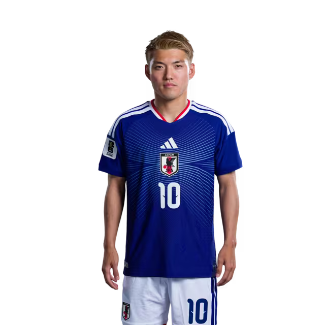 サッカー日本代表 2026年ワールドカップ用ユニフォーム（選手仕様／マッチモデル） — MF：No.7 田中 碧、No.8 久保 建英、No.10 堂安 律
