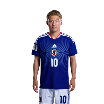 サッカー日本代表 2026年ワールドカップ用ユニフォーム（選手仕様／マッチモデル） — MF：No.7 田中 碧、No.8 久保 建英、No.10 堂安 律