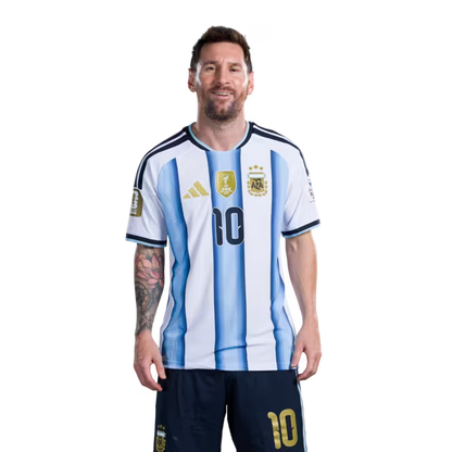 Argentina National Football Team 2026 World Cup Jersey (Player Version/Match Version) — Midfielders: No.9 Julian ALVAREZ, No.10 Lionel MESSI, No.16 Thiago ALMADA / Centrocampistas: N.º 9 Julián Álvarez, N.º 10 Lionel Messi, N.º 16 Thiago Almada