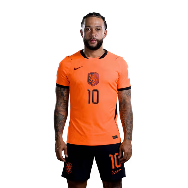 Nederlands elftal WK-shirt 2026 (spelersversie/wedstrijdversie) — Aanvallers: nr. 9 Wout Weghorst, nr. 10 Memphis Depay, nr. 11 Cody Gakpo