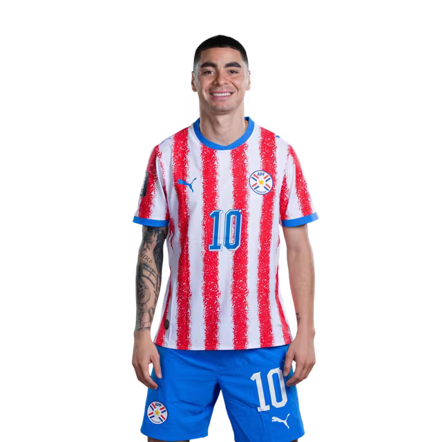 Selección Nacional de Fútbol Paraguay 2026 FIFA Mundial Jersey (Versión Jugador ha Versión Partido) - Mediocampista: No 7 Ramón SOSA, No 8 Diego GOMEZ,No. 10 Miguel ALMIRON rehegua