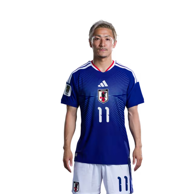 サッカー日本代表 2026ワールドカップユニフォーム（選手バージョン／試合バージョン） MF：No.11 前田大然、No.13 中村敬斗、No.14 伊東純也