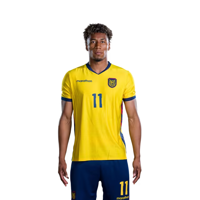 Camiseta de la Selección Nacional de Fútbol de Ecuador para el Mundial 2026 (Versión de jugador/Versión de partido) — Delanteros: N.° 9 John YEBOAH, N.° 11 Kevin RODRIGUEZ, N.° 13 Enner VALENCIA