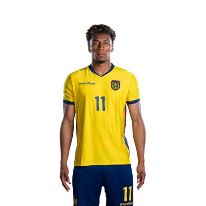 Camiseta de la Selección Nacional de Fútbol de Ecuador para el Mundial 2026 (Versión de jugador/Versión de partido) — Delanteros: N.° 9 John YEBOAH, N.° 11 Kevin RODRIGUEZ, N.° 13 Enner VALENCIA