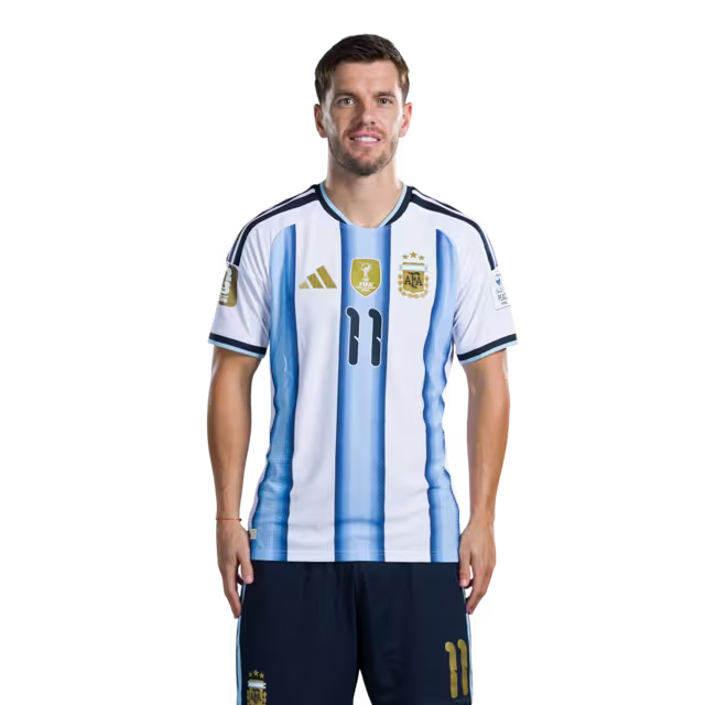 Argentina National Football Team 2026 World Cup Jersey (Player Version/Match Version) — Midfielders: No.11 Giovani Lo Celso, No.14 Exequiel PALACIOS, No.15 Nico GONZALEZ / Argentina National Football Team 2026 World Cup Jersey