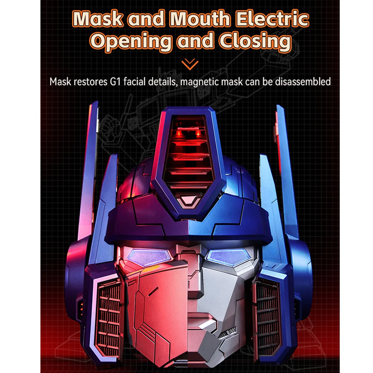 Transformers G1 Optimus Prime Wearable Helmet – 15 Detachable Armor Panels, Voice Changer & Visual Mech Gear System (Standard Edition)