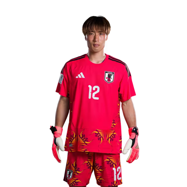 サッカー日本代表 2026年ワールドカップ用ユニフォーム（選手仕様／マッチモデル） — ゴールキーパー：No.1 鈴木彩艶、No.12 大迫敬介、No.23 早川友基