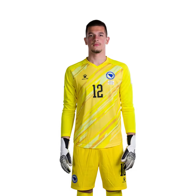 Dres za Svjetsko prvenstvo Bosne i Hercegovine 2026. - verzija igrača, verzija utakmice - golman 1 Nikola VASILJ, 12 Mladen JURKAS, 22 Martin ZLOMISLIĆ