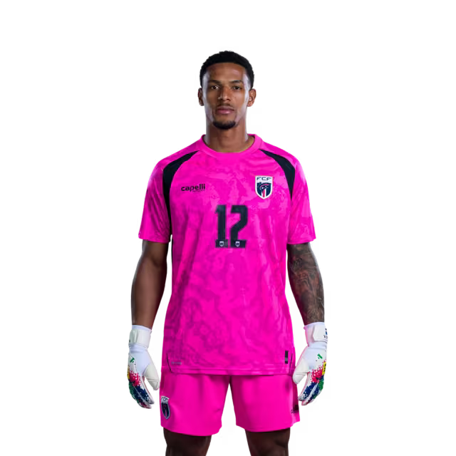 Camisola da Seleção Cabo-verdiana de Futebol para o Campeonato do Mundo de 2026 (versão de jogador/versão de jogo) — Guarda-redes: N.º 1 VOZINHA, N.º 12 MARCIO ROSA, N.º 23 CJ DOS SANTOS