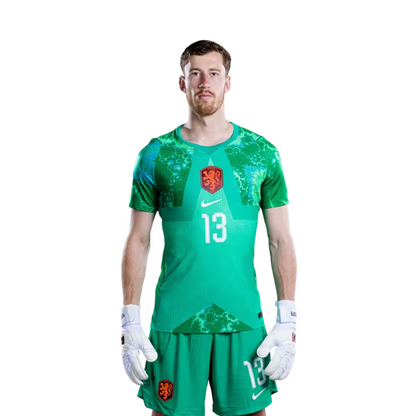 Nederlands voetbalelftal WK 2026-shirt (spelersversie/wedstrijdversie) — Keepers: nr. 1 Bart Verbruggen, nr. 13 Robin ROEFS, nr. 23 Mark FLEKKEN