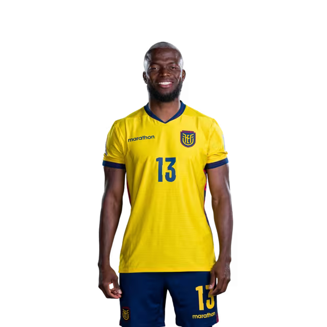 Camiseta de la Selección Nacional de Fútbol de Ecuador para el Mundial 2026 (Versión de jugador/Versión de partido) — Delanteros: N.° 9 John YEBOAH, N.° 11 Kevin RODRIGUEZ, N.° 13 Enner VALENCIA