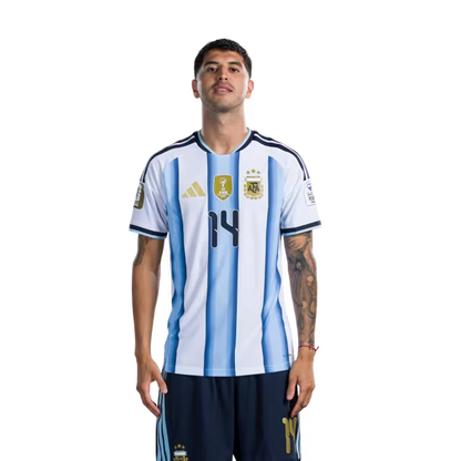 Argentina National Football Team 2026 World Cup Jersey (Player Version/Match Version) — Midfielders: No.11 Giovani Lo Celso, No.14 Exequiel PALACIOS, No.15 Nico GONZALEZ / Argentina National Football Team 2026 World Cup Jersey