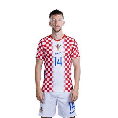 Dres hrvatske nogometne reprezentacije za Svjetsko prvenstvo 2026. (verzija za igrača/verzija za utakmicu) — Napadači: Br. 9 Andrej KRAMARIĆ, Br. 11 Ante BUDIMIR, Br. 14 Ivan PERIŠIĆ
