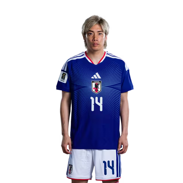 サッカー日本代表 2026ワールドカップユニフォーム（選手バージョン／試合バージョン） MF：No.11 前田大然、No.13 中村敬斗、No.14 伊東純也