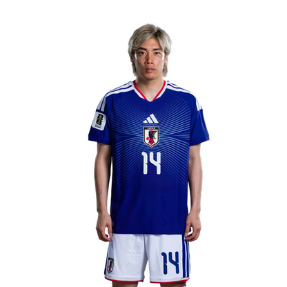 サッカー日本代表 2026ワールドカップユニフォーム（選手バージョン／試合バージョン） MF：No.11 前田大然、No.13 中村敬斗、No.14 伊東純也
