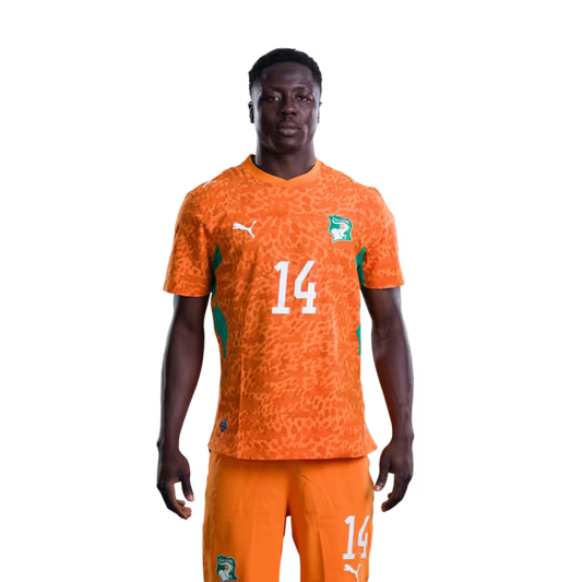 Côte d'Ivoire National Team 2026 World Cup Jersey (Player/Match Version) — Forwards: No. 12 Elye Wahi, No. 14 Oumar Diakite, No. 15 Amad Diallo/ Attaquants : n° 12 Elye WAHI, n° 14 Oumar DIAKITE, n° 15 Amad DIALLO