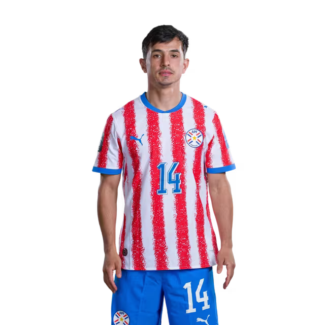 Selección Nacional de Fútbol Paraguay 2026 FIFA Mundial Jersey (Versión Jugador ha Versión Partido) - Mediocampista: No 11 MAURICIO, No 14 Andrés CUBAS,No. 16 Damián BOBADILLA rehegua