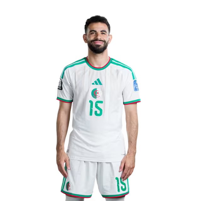 قميص منتخب الجزائر لكرة القدم لكأس العالم 2026 (نسخة اللاعب/نسخة المباراة) - المدافعون: رقم 5 زين الدين بلعيد، رقم 13 جاوين حاج، رقم 15 ريان آيت نوري