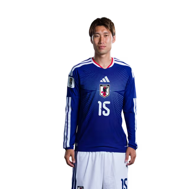 サッカー日本代表 2026年ワールドカップ用ユニフォーム（選手仕様／マッチモデル） — MF：No.15 鎌田大地、No.17 鈴木唯人、No.24 佐野海舟