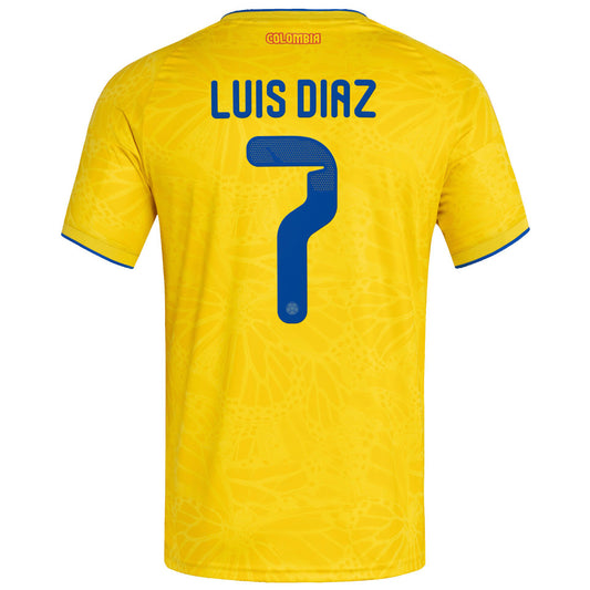 2026 World Cup Luis Diaz Colombia Soccer Jersey Player Version  Match Version - No.7 Home Yellow and Away Blue