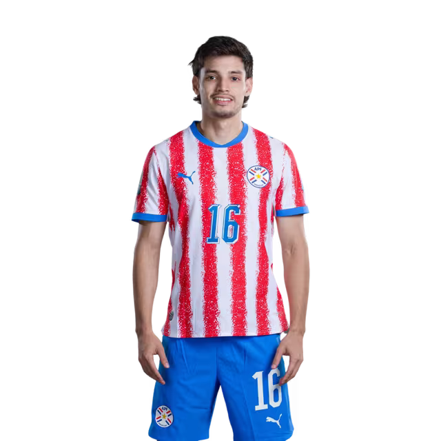 Selección Nacional de Fútbol Paraguay 2026 FIFA Mundial Jersey (Versión Jugador ha Versión Partido) - Mediocampista: No 11 MAURICIO, No 14 Andrés CUBAS,No. 16 Damián BOBADILLA rehegua