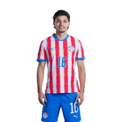Selección Nacional de Fútbol Paraguay 2026 FIFA Mundial Jersey (Versión Jugador ha Versión Partido) - Mediocampista: No 11 MAURICIO, No 14 Andrés CUBAS,No. 16 Damián BOBADILLA rehegua