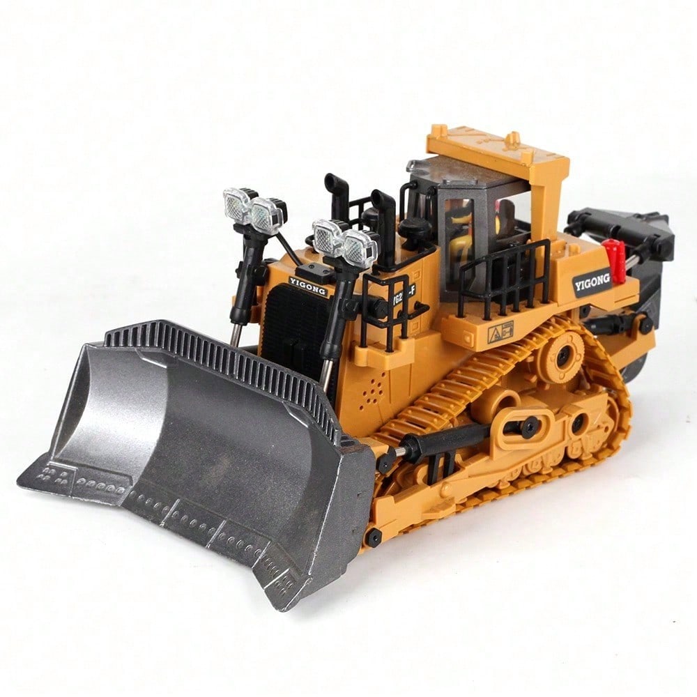 9 Channel Alloy RC Bulldozer – Heavy Duty 2.4GHz Remote Control Construction Truck With Metal Blade & Rechargeable Battery/Toys For Boys/Construction Toys/Cyber Truck/Excavator Toys