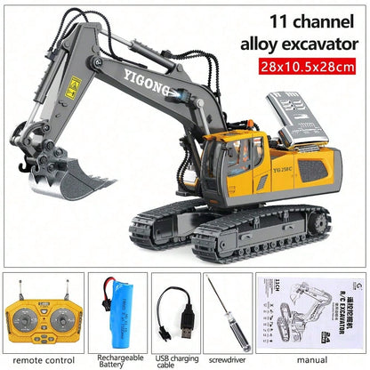 1:20 Scale RC Excavator Toy – Heavy-Duty Remote Control Construction Vehicle With 680° Rotation, Realistic Arm Movement & Metal Bucket, Ideal Christmas & Year-End Gift For Kids